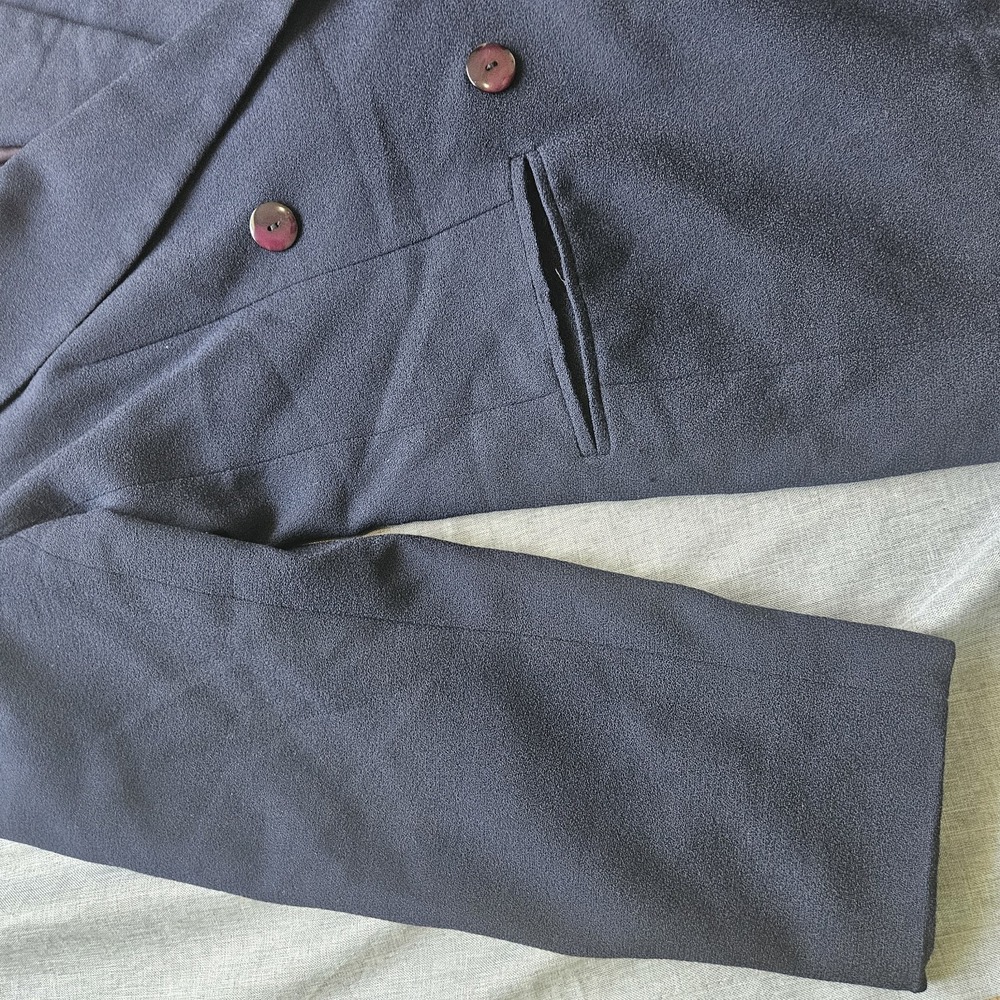 VTG Womens 100% Wool Blazer Size 12 Black Suit Jacket Made In USA 90s Grandpa - Picture 5 of 16